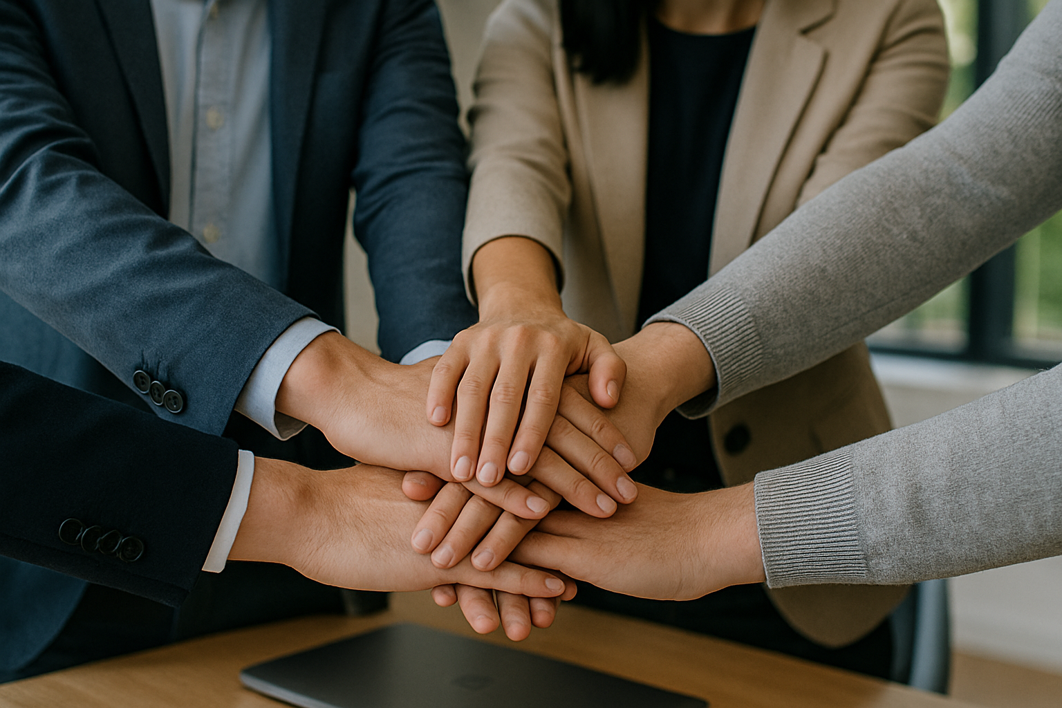 overlapping hands of unity
